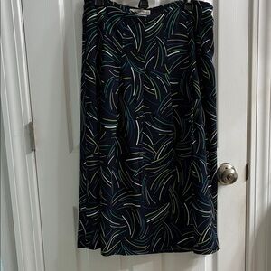 Chic Navy Patterned A-Line Skirt